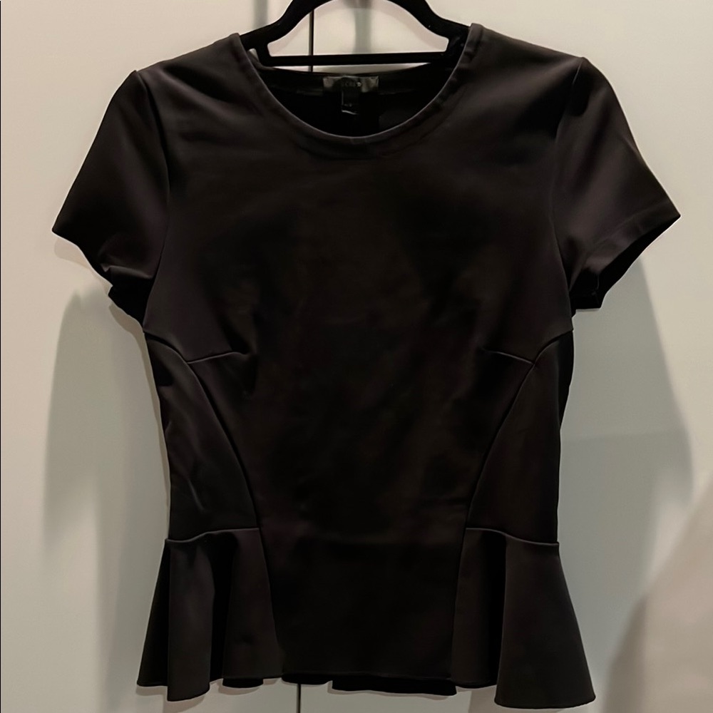 J. Crew Black Fitted Peplum Blouse